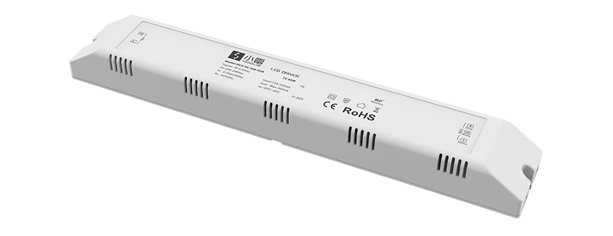 DCE-96-560-H2R  Ltech RF2.4GHz Wireless Dimmable Driver 96W 120-165Vdc/560mA.0-100% PWM dimming level, IP20.
